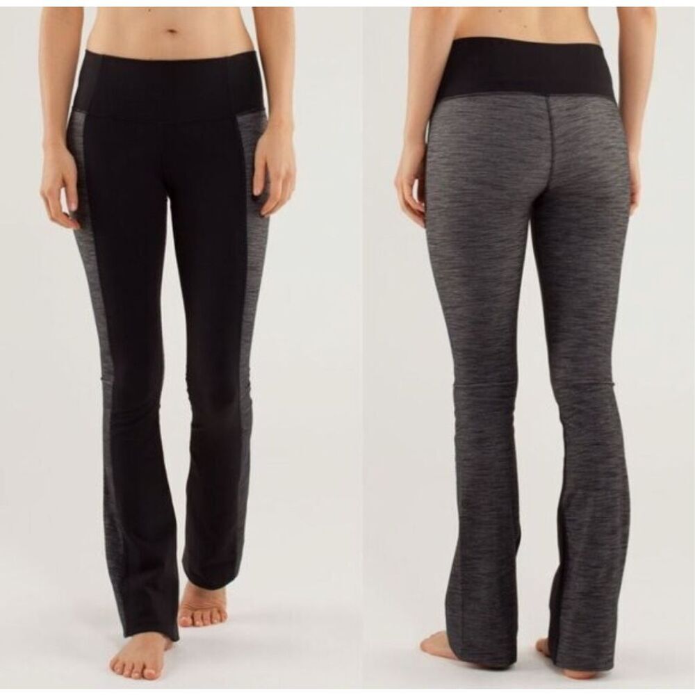 lululemon athletica Black and Heather Gray Flared Leggings